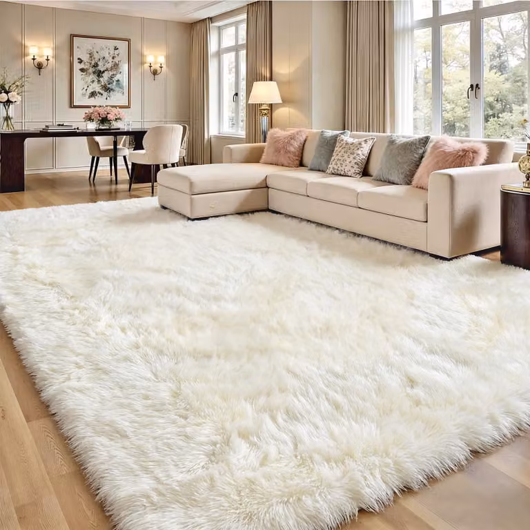 Omgoods - Tappeto beige ad alta brillantezza, 160x230 cm - Lavabile e morbido