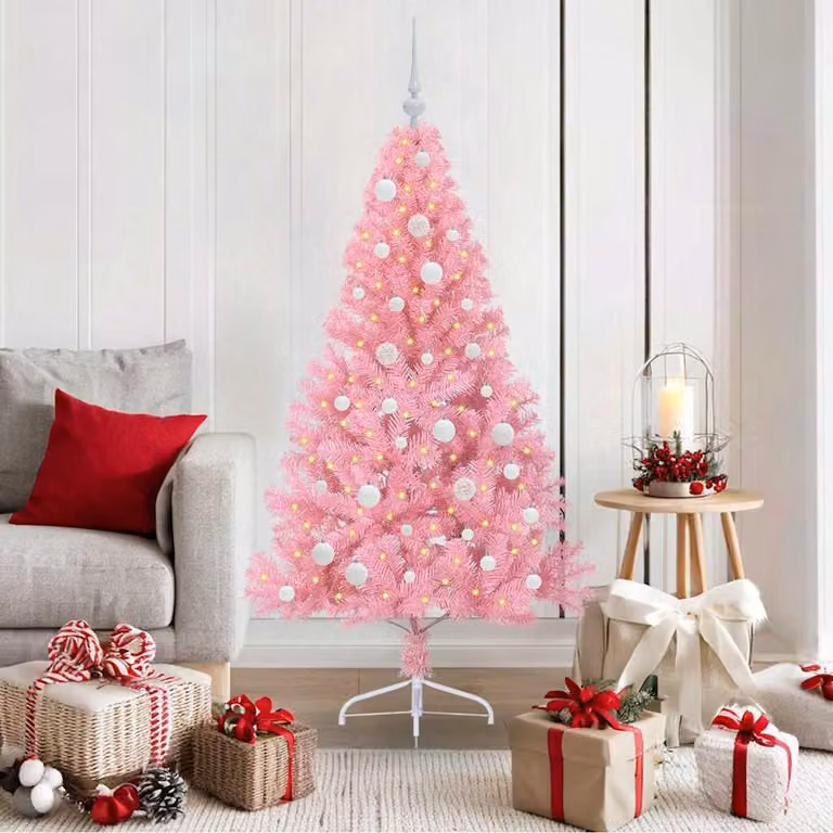 Maison Exclusive - Albero di Natale artificiale preilluminato Rosa 150 cm PVC