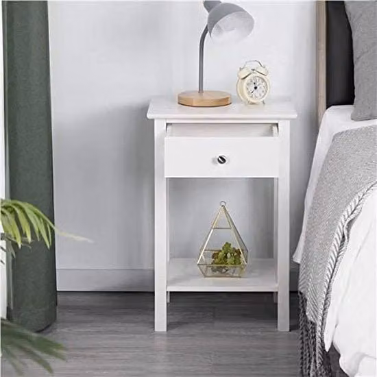 Notti - 2 cassetti notturni, con cassetto e ripiano, altezza 61 cm, colore bianco