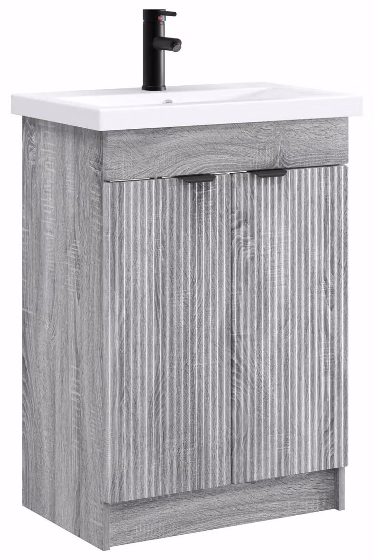 Set di mobili da bagno Sonoma grigio, dimensioni 78,5 x 37,5 x 81 cm