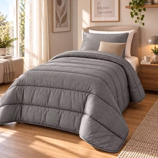 Trapunta invernale singola embossed grigio