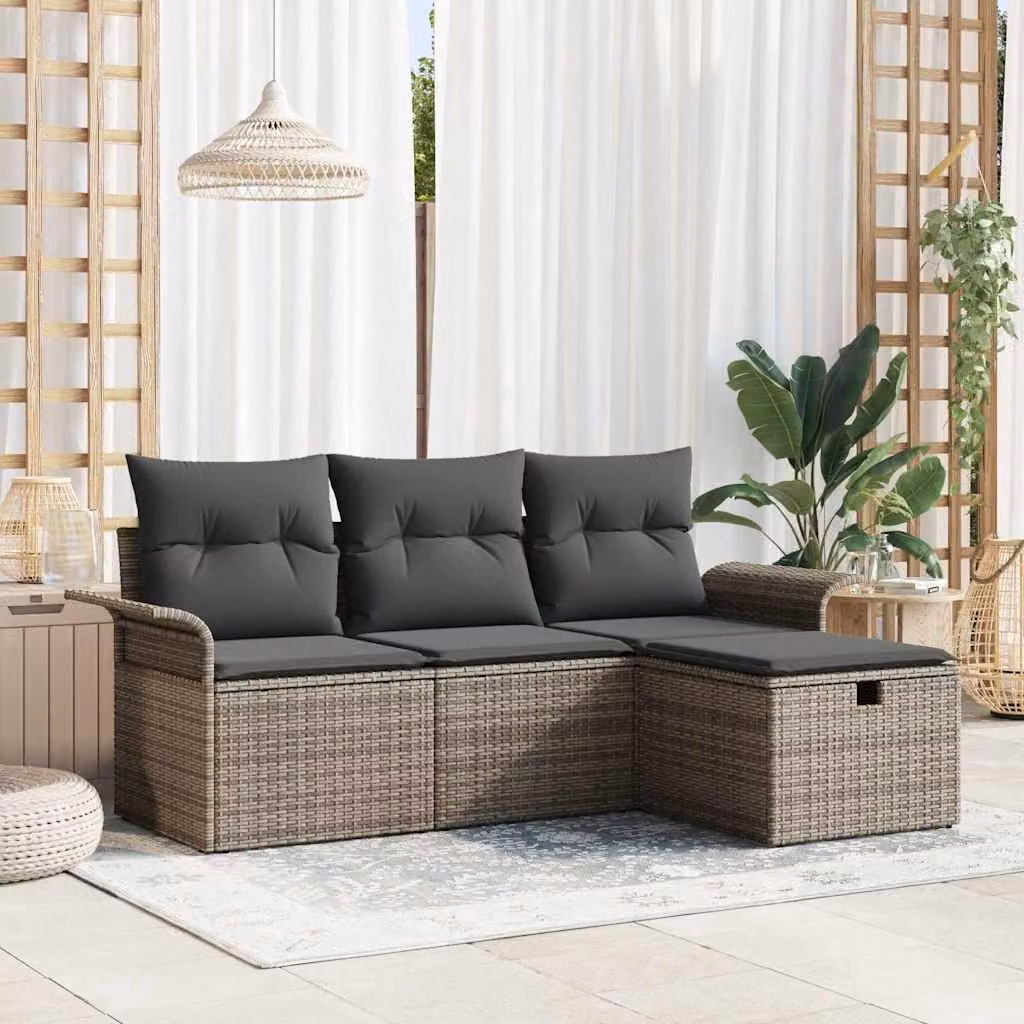 Maison Exclusive - Set da giardino composto da 4 pezzi, divano in rattan sintetico