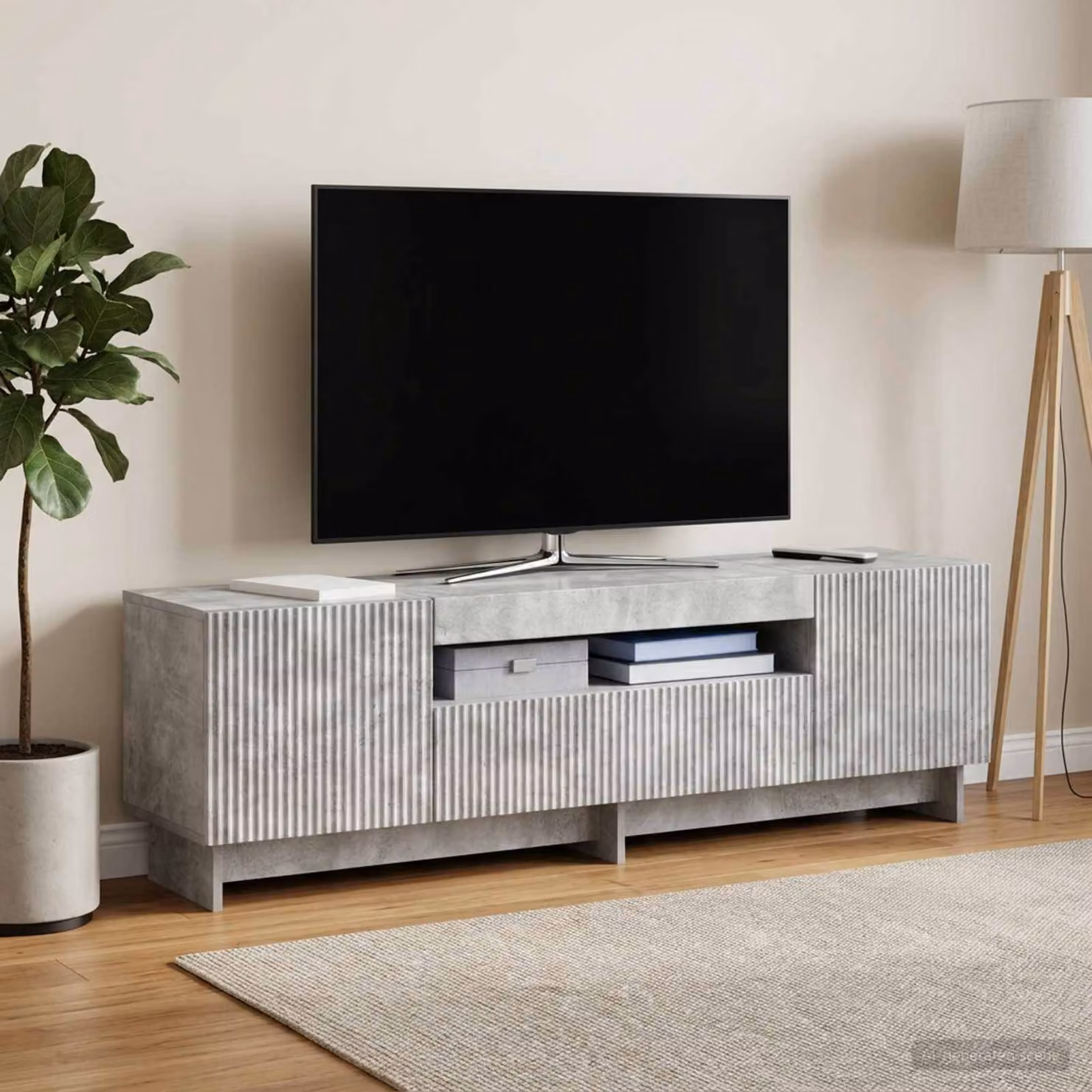 Mobile TV LED vidaXL Grigio Cemento L: 153 cm, P: 35 cm, H: 43 cm
