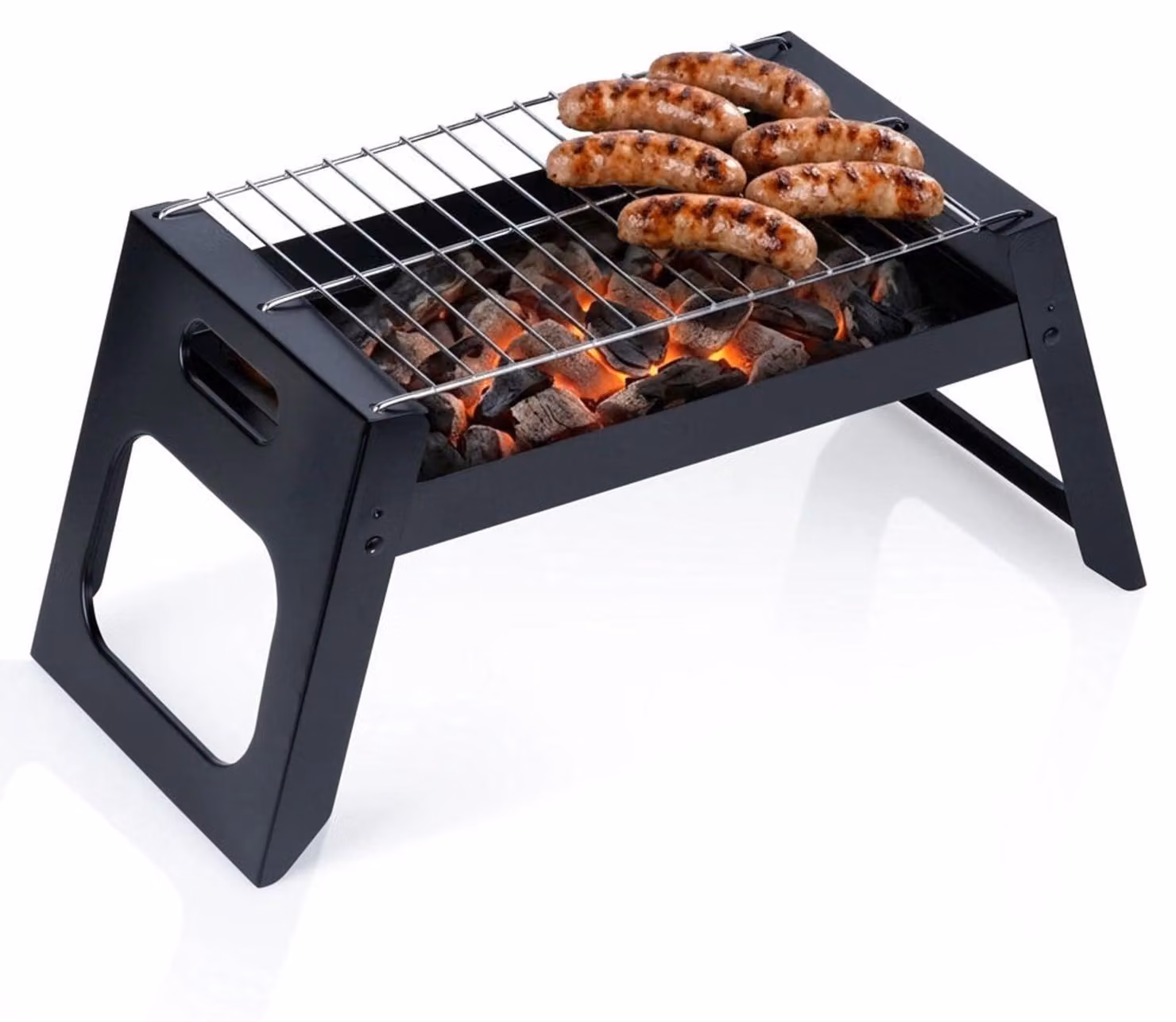Barbecue portatile a carbone, in acciaio pieghevole, 46x22x22 cm