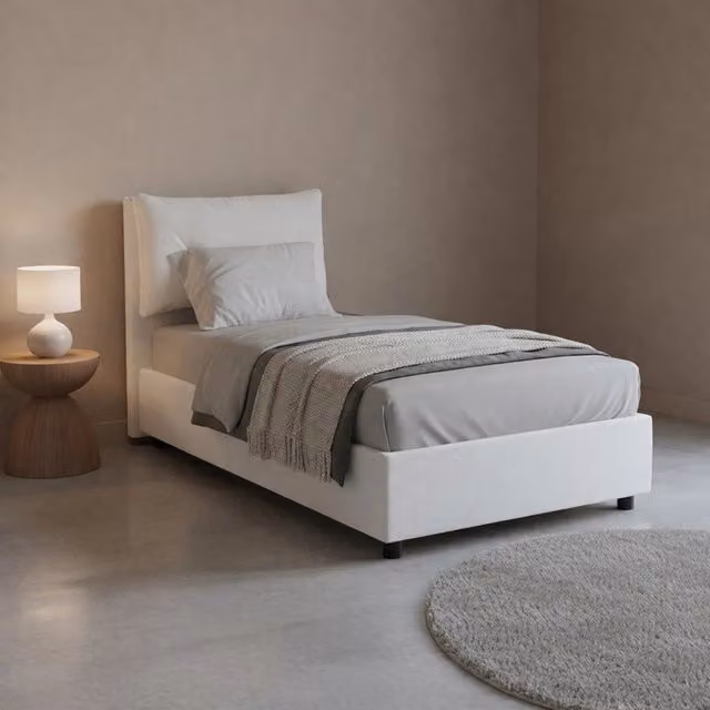Ildegarda, Letto Singolo Contenitore Made in Italy, Bianco