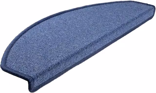 Set di 30 Tappetini per Scale Semicircolari Blu in Polipropilene Antiscivolo e Fonoassorbenti L: 65 cm, P: 24 cm, H: 3,5 cm