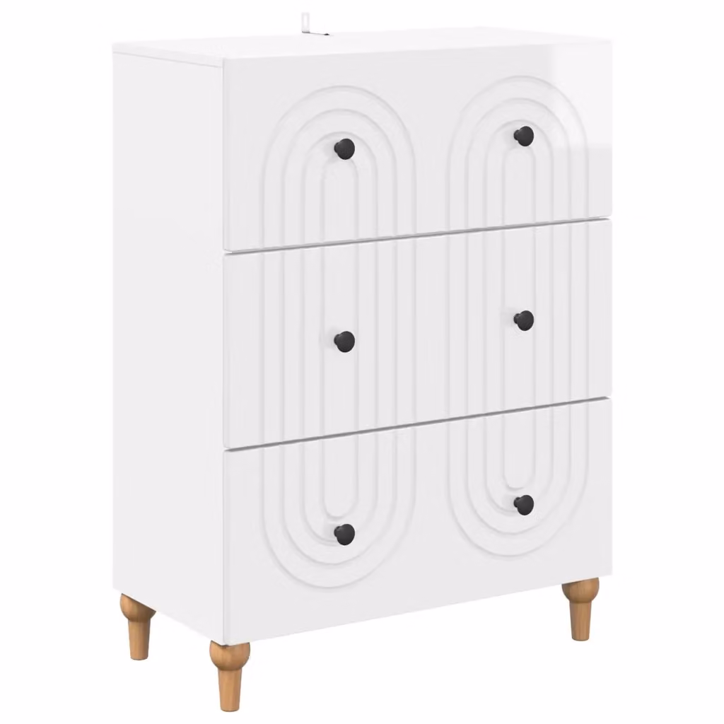 Mobile con Cassetti Moderno vidaXL Bianco Lucido L: 66 cm, P: 34,5 cm, H: 90 cm – 2