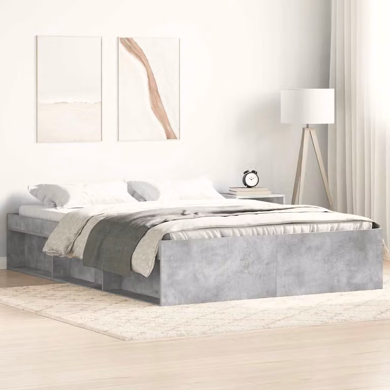 Giroletto vidaXL moderno in legno e tessuto grigio, L: 138 cm, P: 193 cm, H: 35 cm