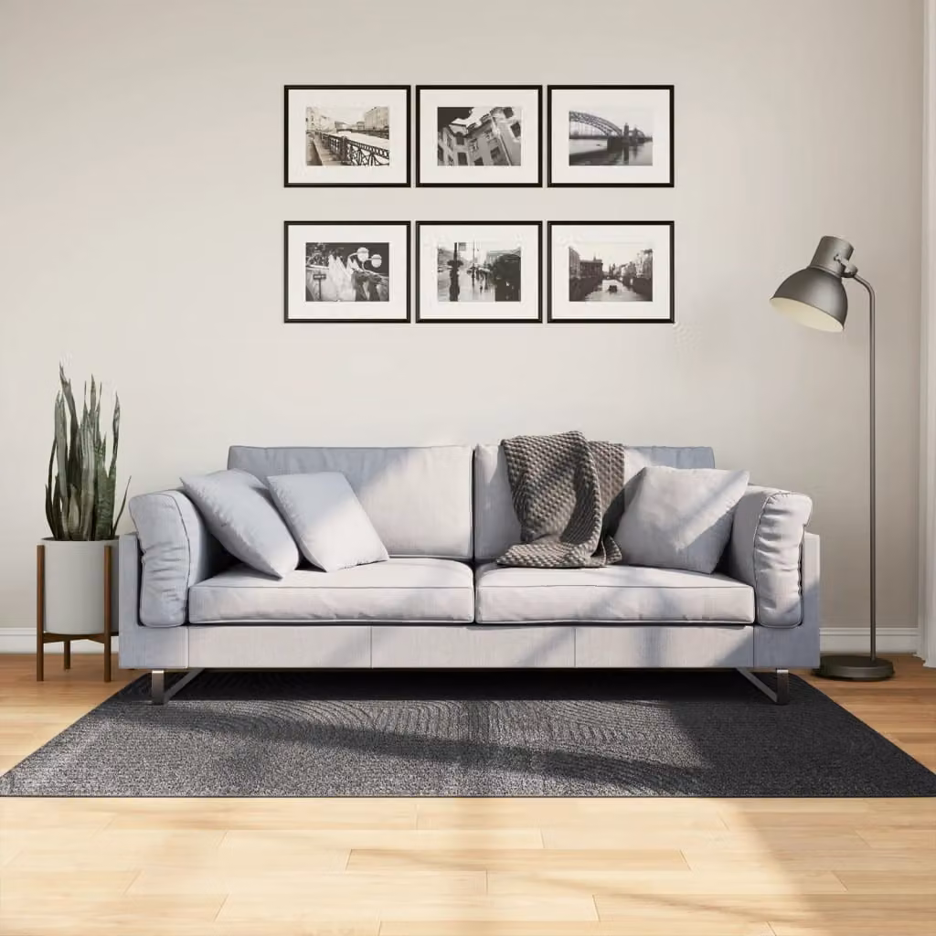 Tappeto a pelo corto vidaXL IZA in stile scandinaviano con motivo geometrico, colore antracite, L 120 cm x P 170 cm