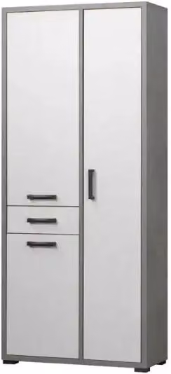 Armadio 3 ante più cassetto ossido+ bianco cemento già montato L75.3 H175 P33