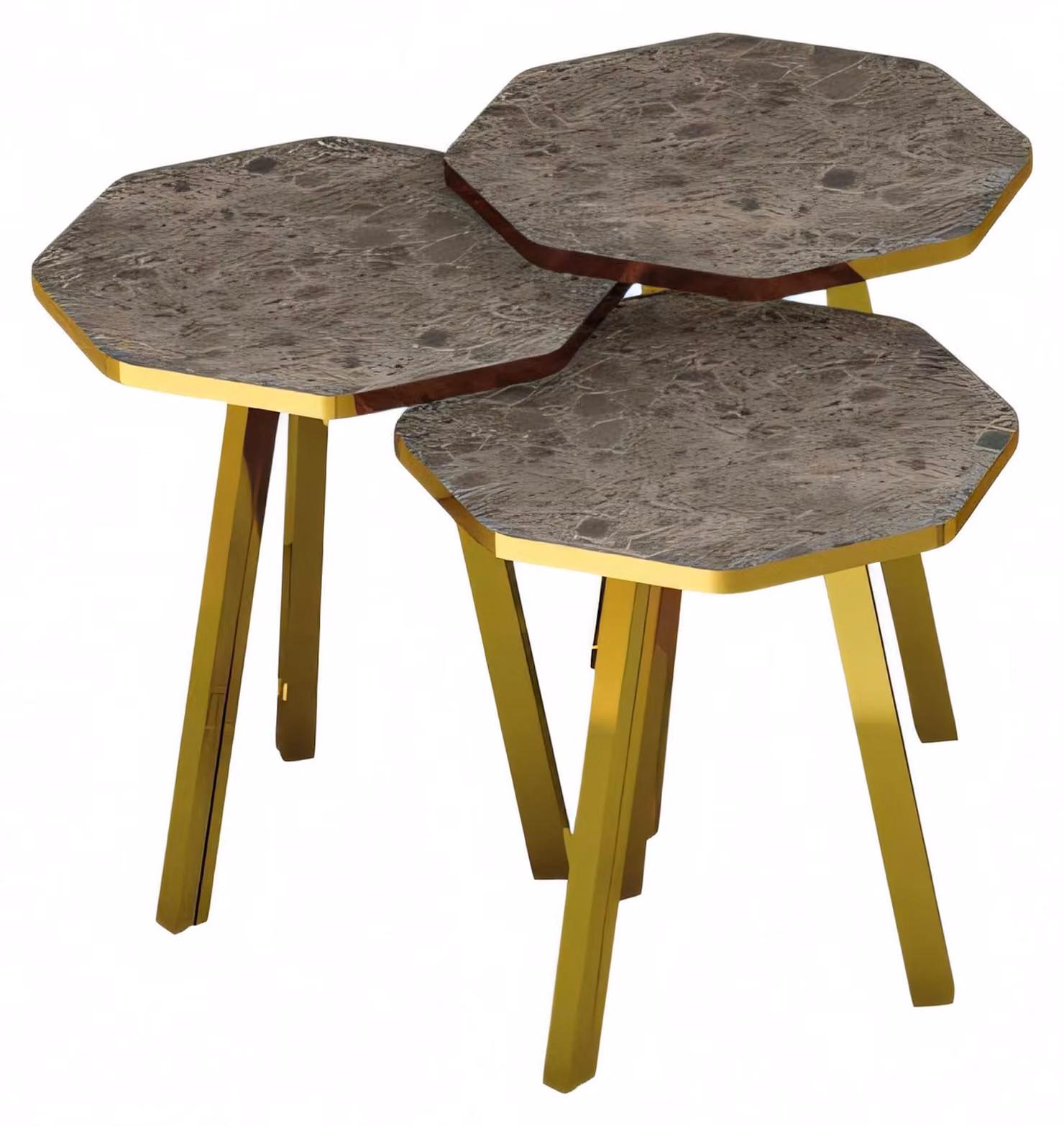 Elegantes graues Couchtisch-Set aus Holz und Metall