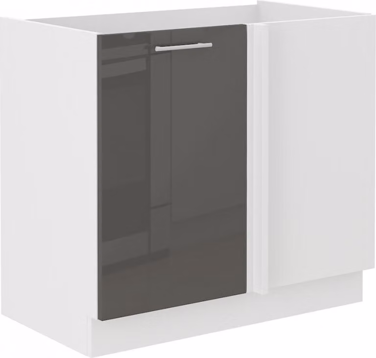 Armadietto allungato ad angolo LAJLA - larghezza 105 cm, grigio / bianco
