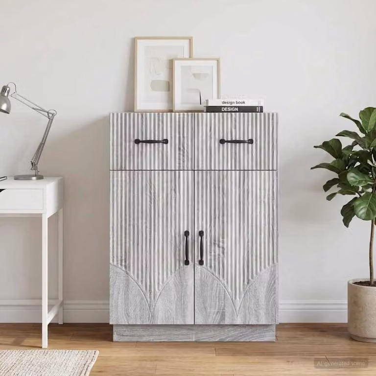 Credenza moderna vidaXL in legno ingegnerizzato Grigio Sonoma, L 66 cm x P 34,5 cm x H 87 cm