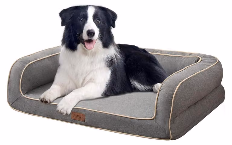 Cuccia ortopedica per cani con poggiatesta e angoli accoglienti, colore grigio, dimensioni L: 91x71x23 cm