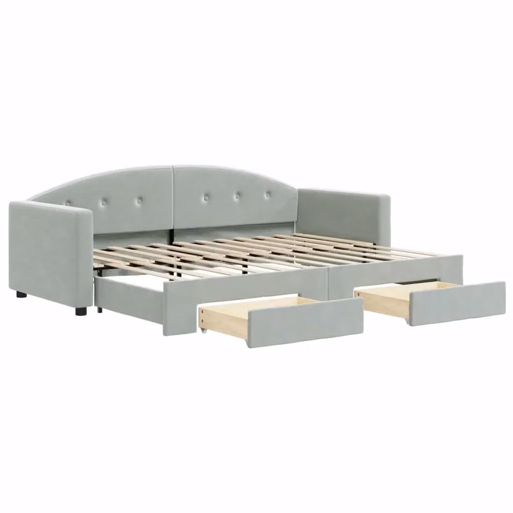 Divano Letto Estraibile con Cassetti vidaXL in Velluto Grigio L/P/H: 222 x 80 x 75 cm – 2