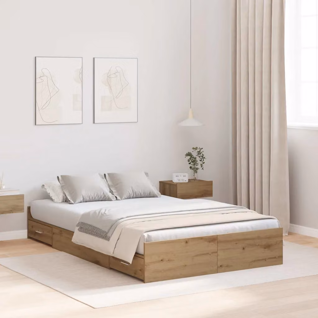 vidaXL Struttura letto con contenitore in legno di pino marrone L: 120 cm, P: 200 cm, H: 193 cm