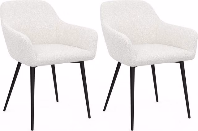 Set di 2 sedie da pranzo e poltrone SHELIA IDMarket in tessuto bouclé con braccioli – 1
