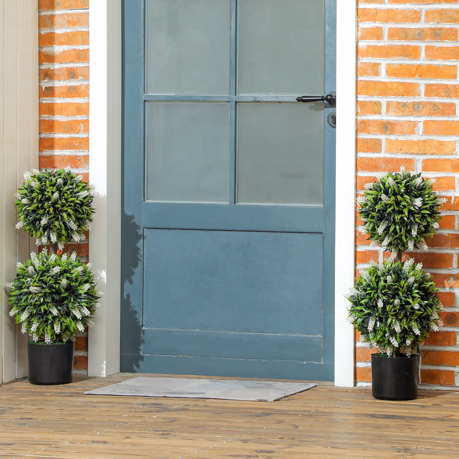 Set di 2 piante artificiali HOMCOM con vaso verde e bianco, resistenti ai raggi UV, Altezza: 70 cm – 2