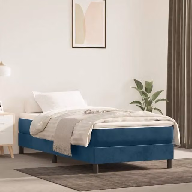 Giroletto a Molle con Materasso-Struttura Letto Blu Scuro 90x190 cm in Velluto 905483