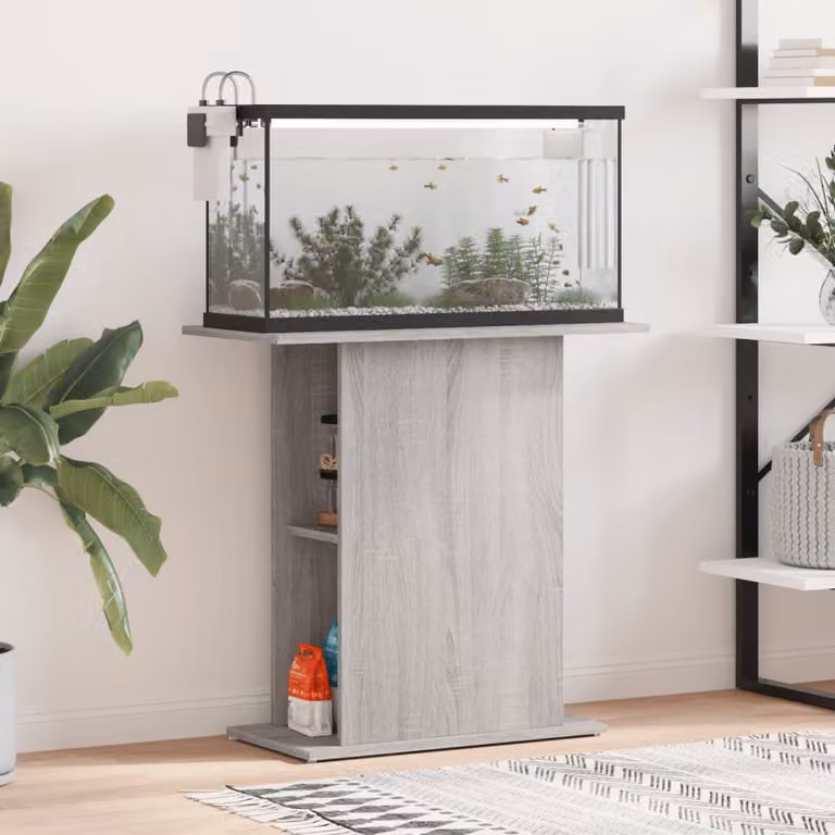 vidaXL Supporto per Acquario in Legno Multistrato Grigio Sonoma L: 75 cm, P: 36 cm, H: 72,5 cm