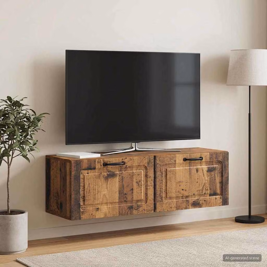 vidaXL Mobile Porta TV da Muro Moderno in Legno Marrone, L 98 cm x P 31 cm x H 30 cm