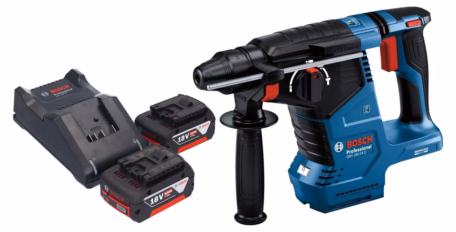 Bosch GBH 18V-24 C Trapano a percussione professionale a batteria 18 V 2,4 J Brushless SDS plus + 2x batteria ricaricabile 5,0 Ah + caricabatterie
