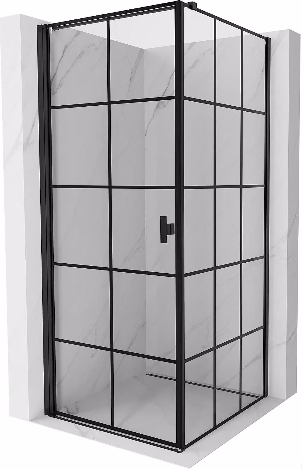 Mexen Mist-B cabina doccia battente sinistra 100 x 100 cm, griglia nera, nero - 8A2T-100-100-70-77-L