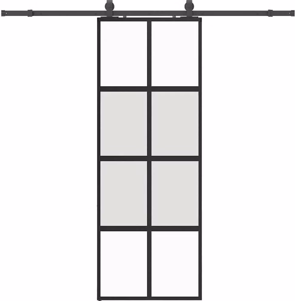 Porta Scorrevole Set Ferramenta Nera 76x205 cm Vetro Temperato