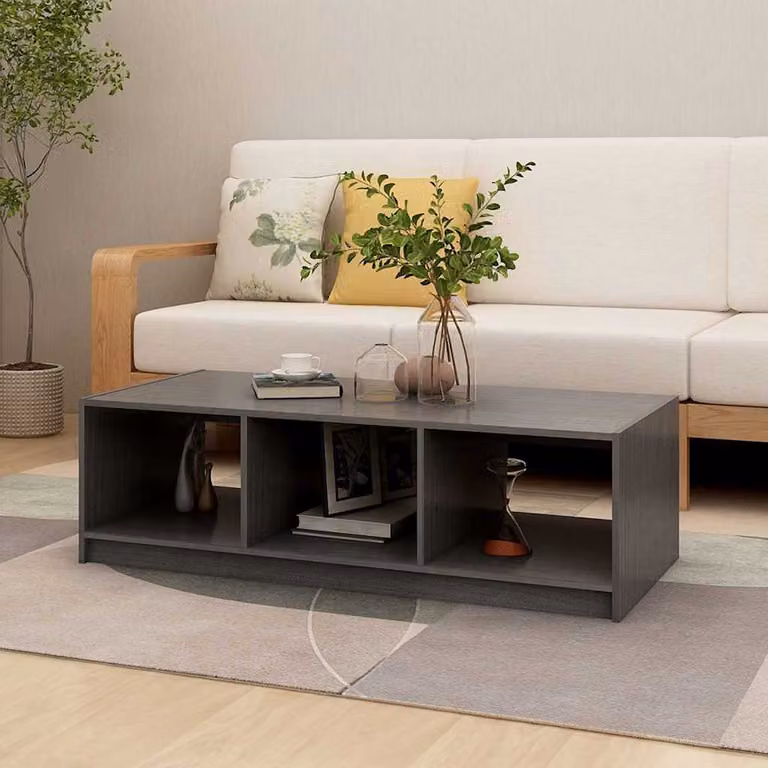 vidaXL Tavolino da Salotto Moderno in Legno di Pino Grigio L: 110 cm, P: 50 cm, H: 34 cm