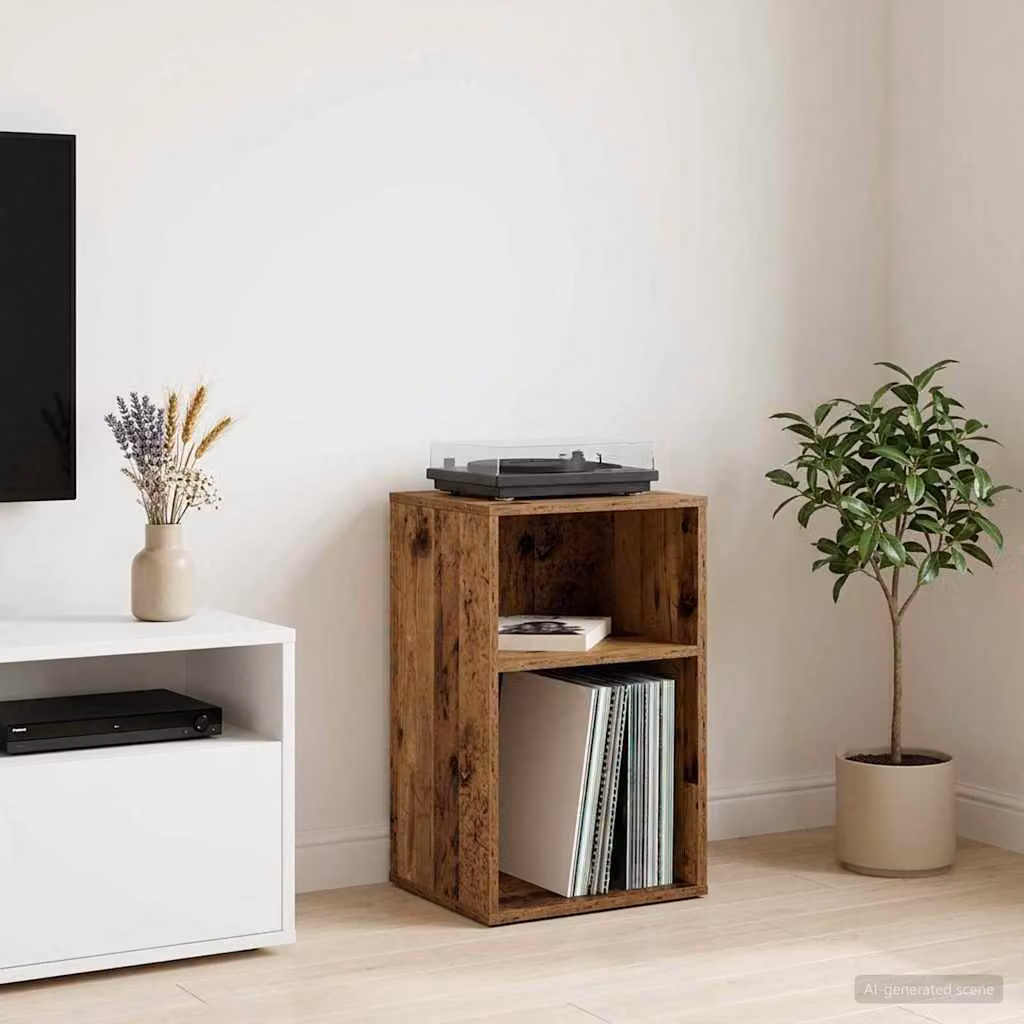 vidaXL Mobile porta vinili in legno color marrone L: 38 cm, P: 33 cm, H: 61 cm