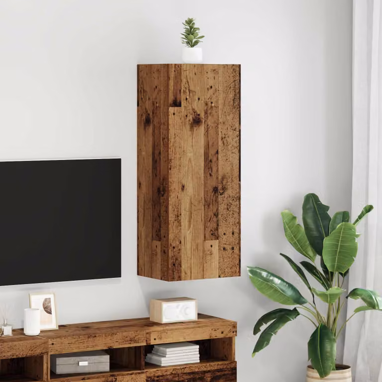 Mobile TV da parete vidaXL in legno marrone, stile moderno, L 40,5 cm x P 30 cm x H 102 cm