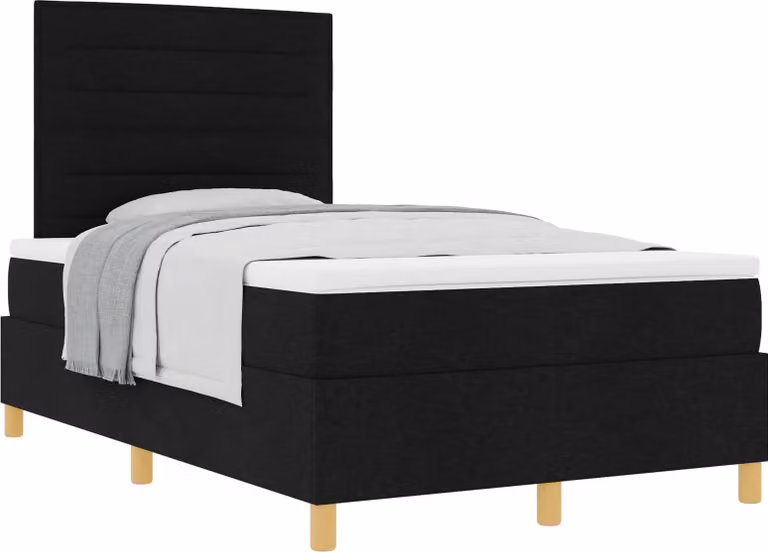 Letto a molle con materasso Nero 120 x 200 cm Tessuto
