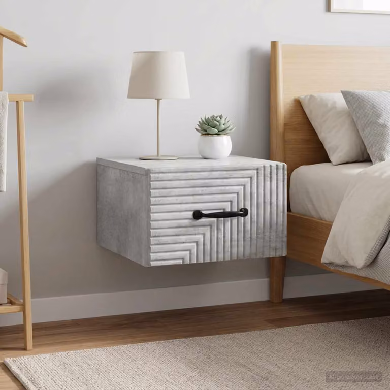 Set di 2 comodini sospesi vidaXL in stile moderno Grigio Cemento L 34,5 x P 33 x H 20 cm