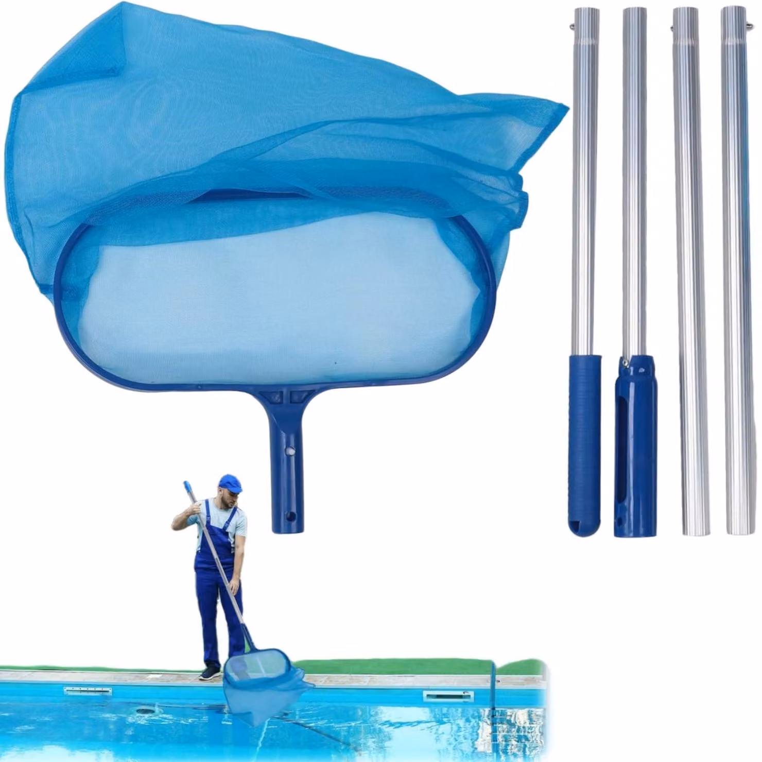 Solidchoice - Retino per piscina con manico telescopico