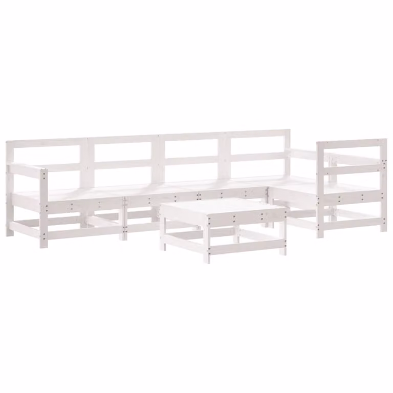 Set Salotto da Giardino 6 pz Bianco in Legno Massello di Pino