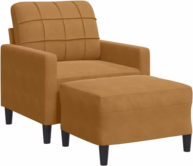Poltrona | Sedia Relax con Poggiapiedi Marrone 60 cm in Velluto