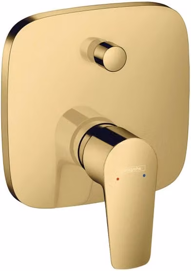 Rubinetto per vasca a muro Hansgrohe Talis E con getto laminare cristallino, monocomando, oro PVD