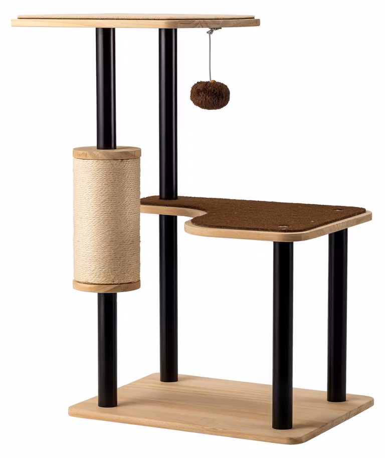 Albero per gatti in metallo, dimensioni 40 x 29,5 x 60 cm, rivestito in sisal, mobile per graffiare con superficie per graffiare, tiragraffi con ampia area relax e design moderno