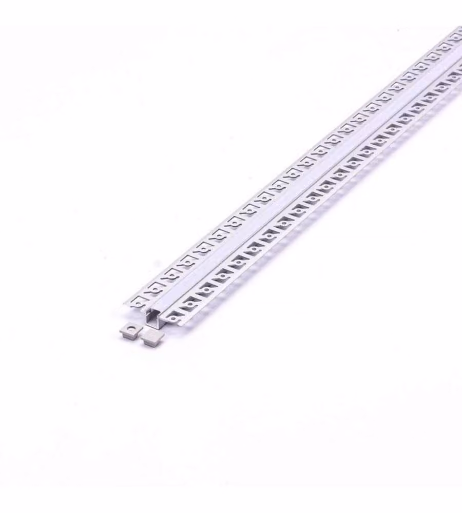 Profilo in alluminio V-TAC colore silver per strip LED ad incasso in cartongesso con copertura satinata, L: 2000 mm, P: 52,1 mm