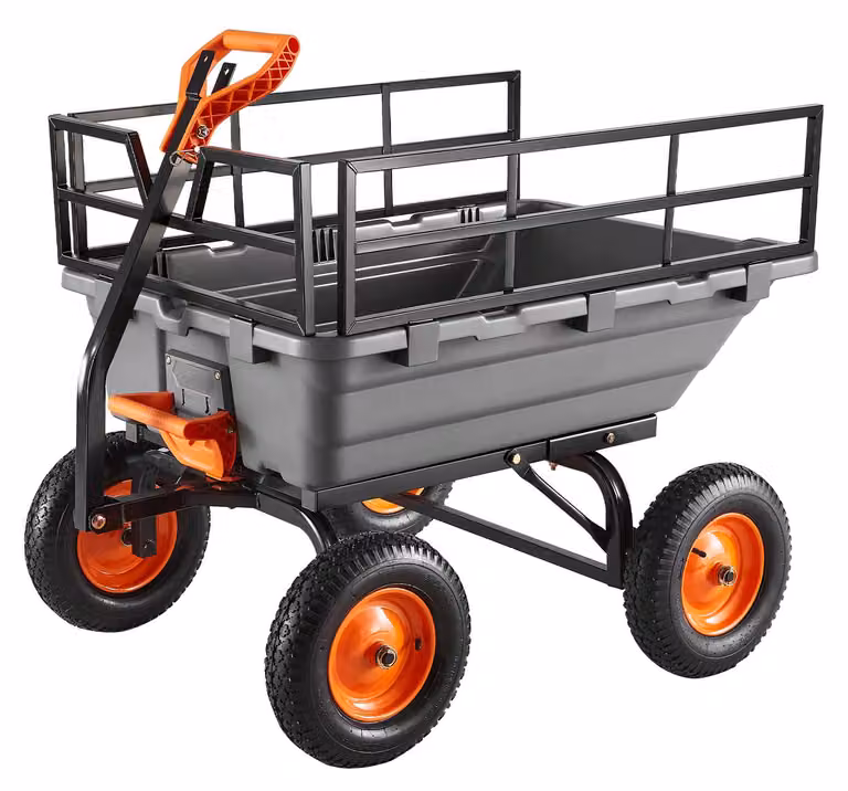 Carrello da giardino SucceBuy 680 kg, carrello da trasporto con funzione ribaltabile, carrello a mano con maniglia 2 in 1, carrello da trasporto, carrello a mano, carrello a spinta, carrello ribaltabile per piante, terriccio e prodotti agricoli