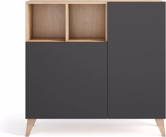 Scarpiera Herdasa effetto rovere chiaro ante grafite 87x90x27