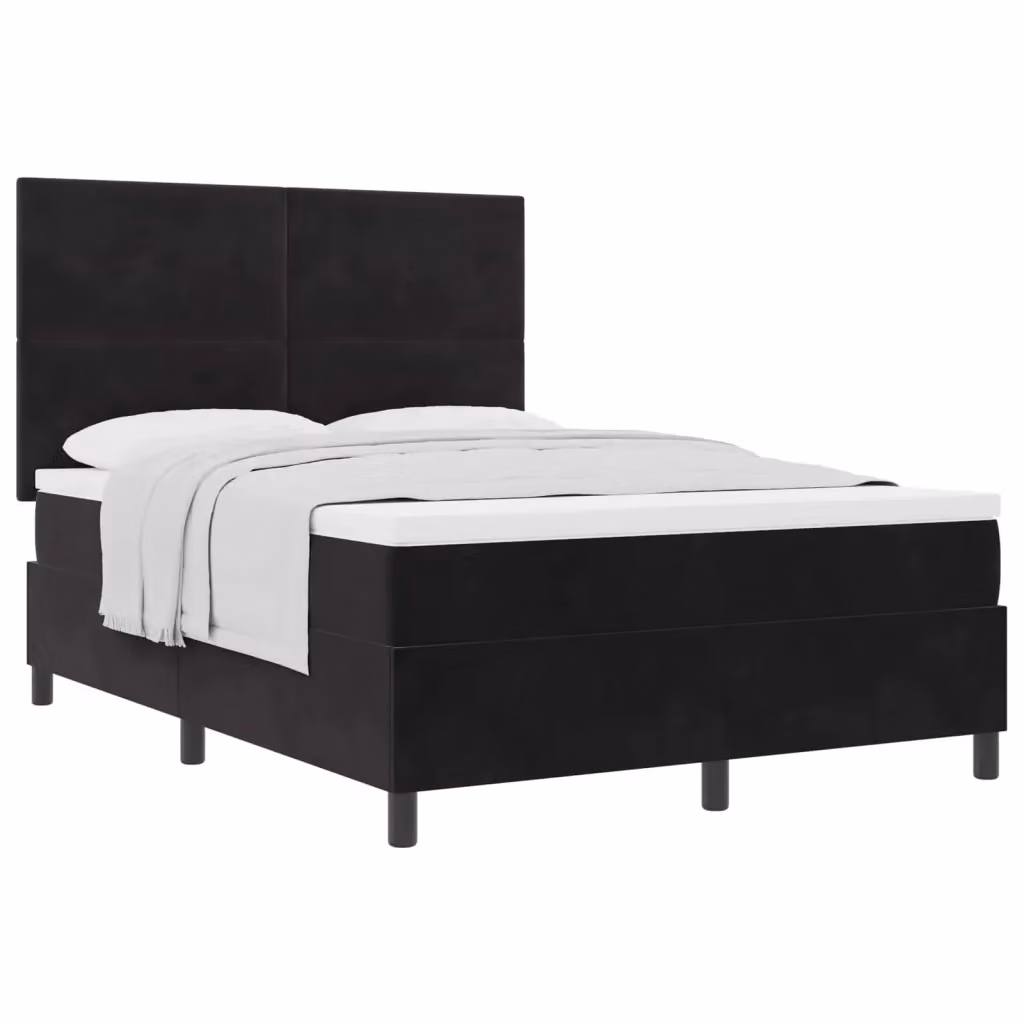Letto a molle con testiera vidaXL in velluto nero L 140 x P 200 cm – 2