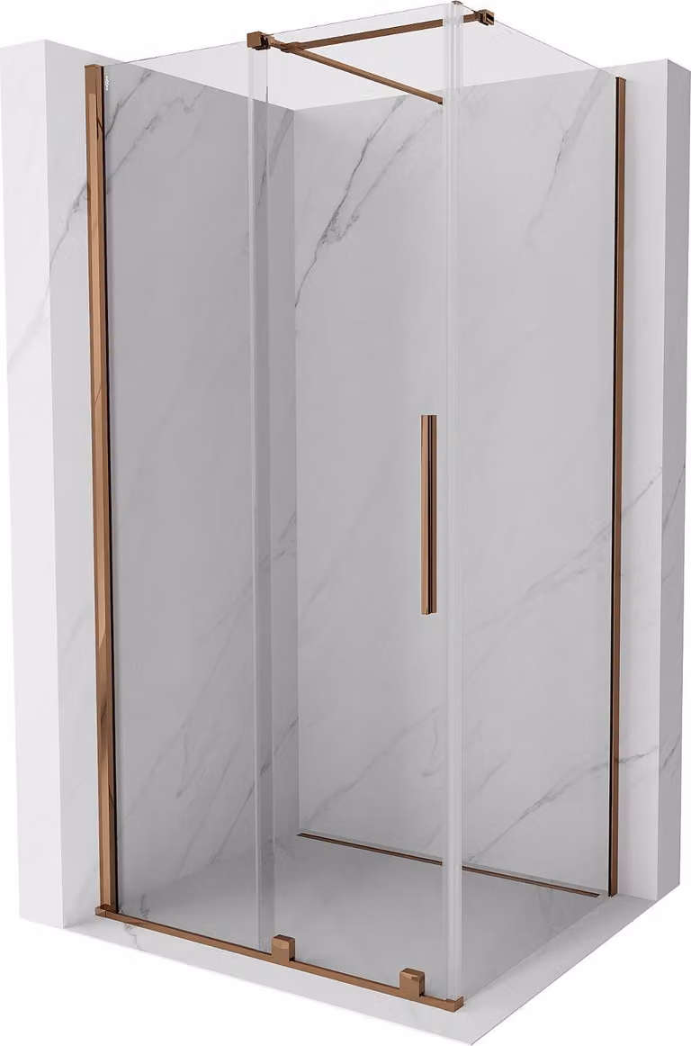 Mexen Velar cabina doccia scorrevole 120 x 80 cm, trasparente, oro rosa - 871-120-080-01-60