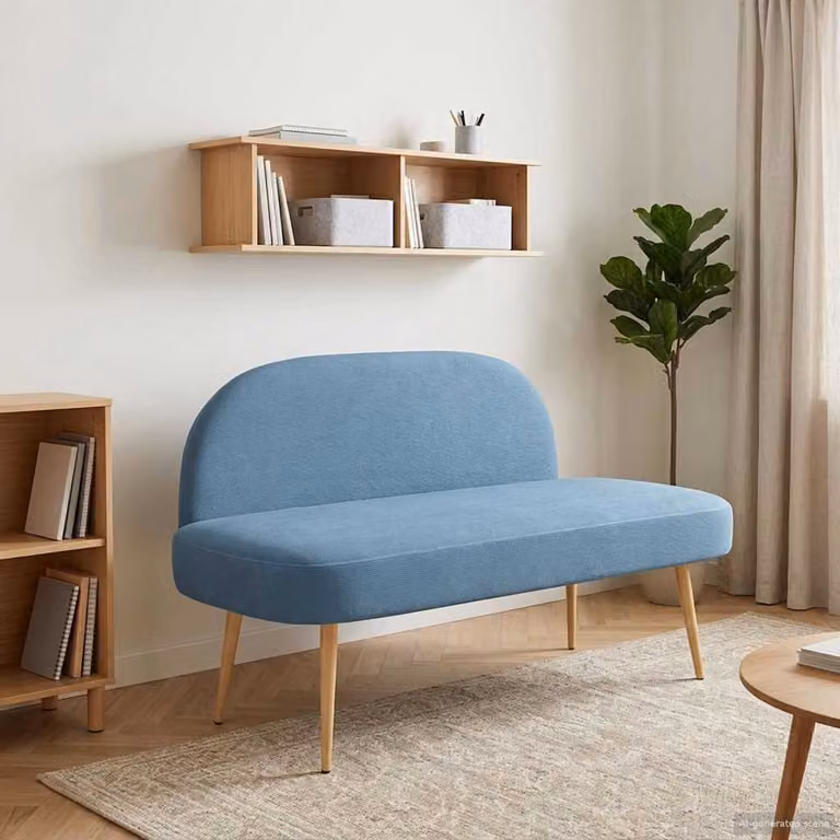 Panchina imbottita con schienale vidaXL Blu L: 110 cm, P: 60 cm, H: 76 cm