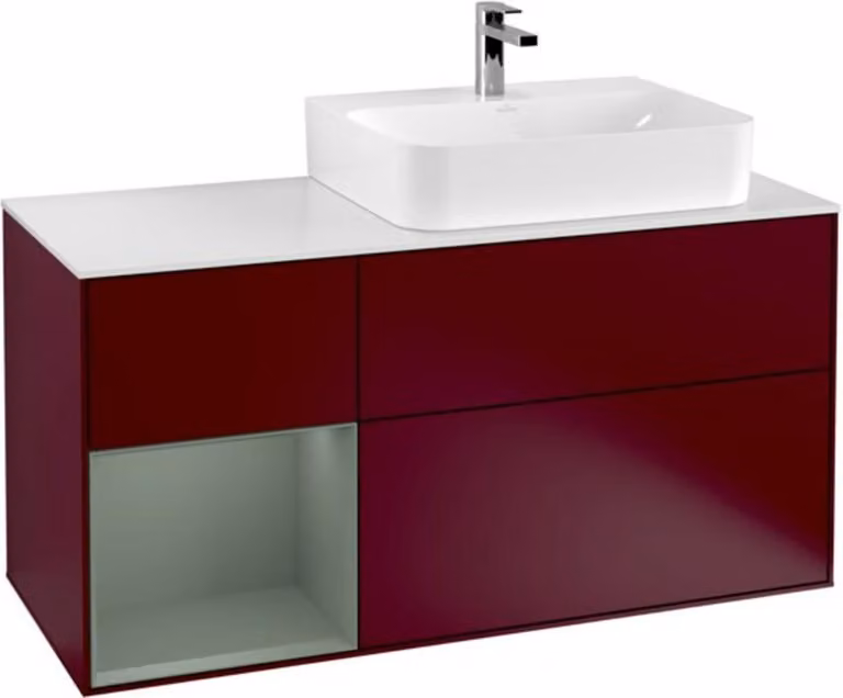 V&B Mobiletto Copripiatto in vetro wh. m Finion 120cm, Reg li Oli. m Laccato, Peony Matt