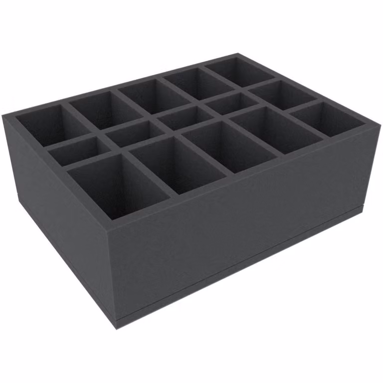Inserto in schiuma 285x115x100 mm per giochi da tavolo con 15 scomparti