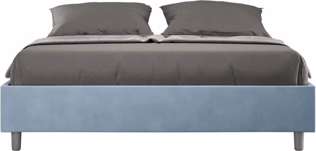 Letto matrimoniale king size con rete imbottito 170x200 microfibra azzurro Azelia