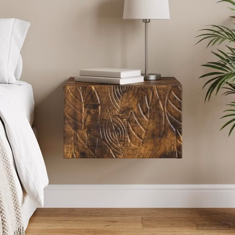 vidaXL Mobiletto da notte sospeso Rovere Fumo L: 49 cm, P: 34,5 cm, H: 20 cm