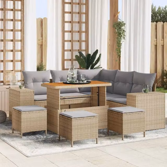 Set Divano da Giardino 9 pz 8-Numero di posti 3363962