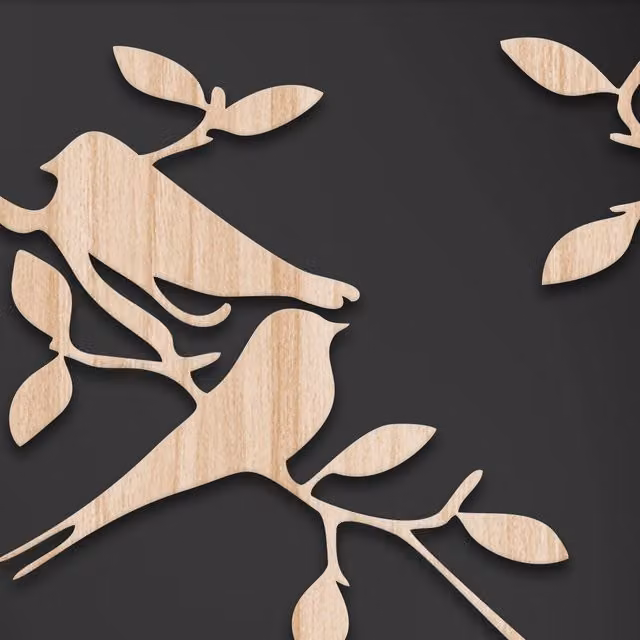 Quadro arredo RAMI Signorbit con design botanico lasercut in legno e PVC, disponibile in bianco o nero, L/P: 96 x 96 cm